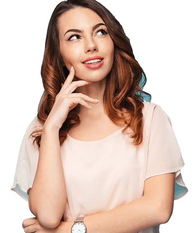 girl testimonial thinking