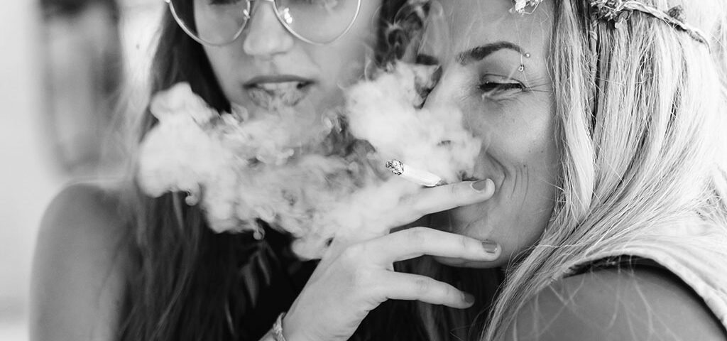 women smoking marijuana
