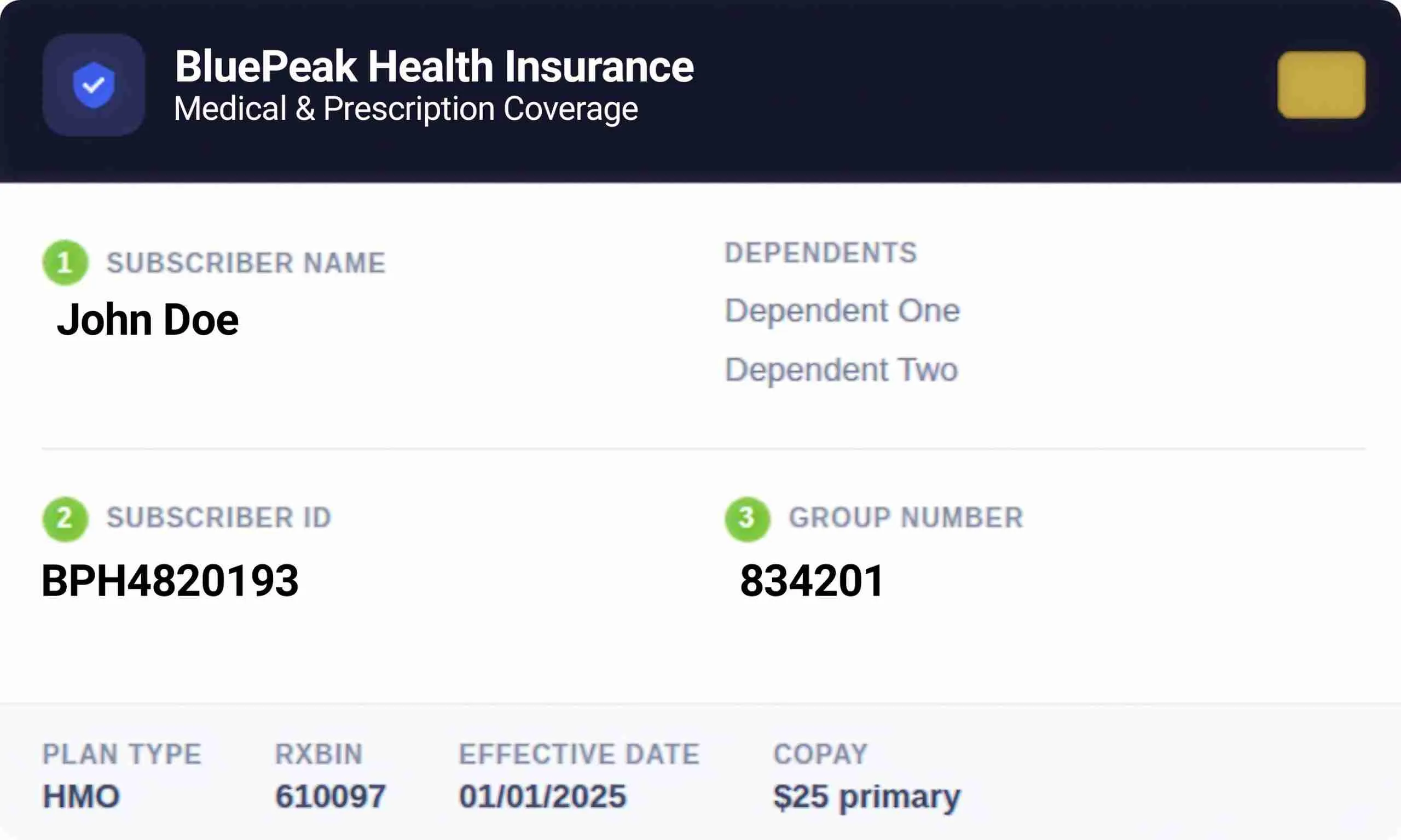 how to read your insurance card